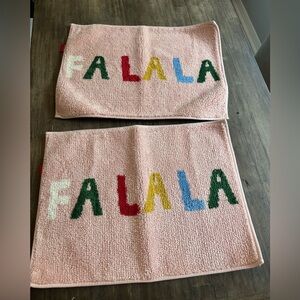 Pink Colorful Christmas ‘Fa La La' Bath Mats